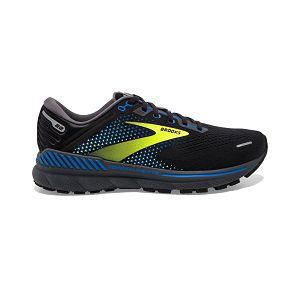 Brooks Adrenaline GTS 22 Road Running Shoes - Mens, Black/Yellow/Blue | IE-AWF273410